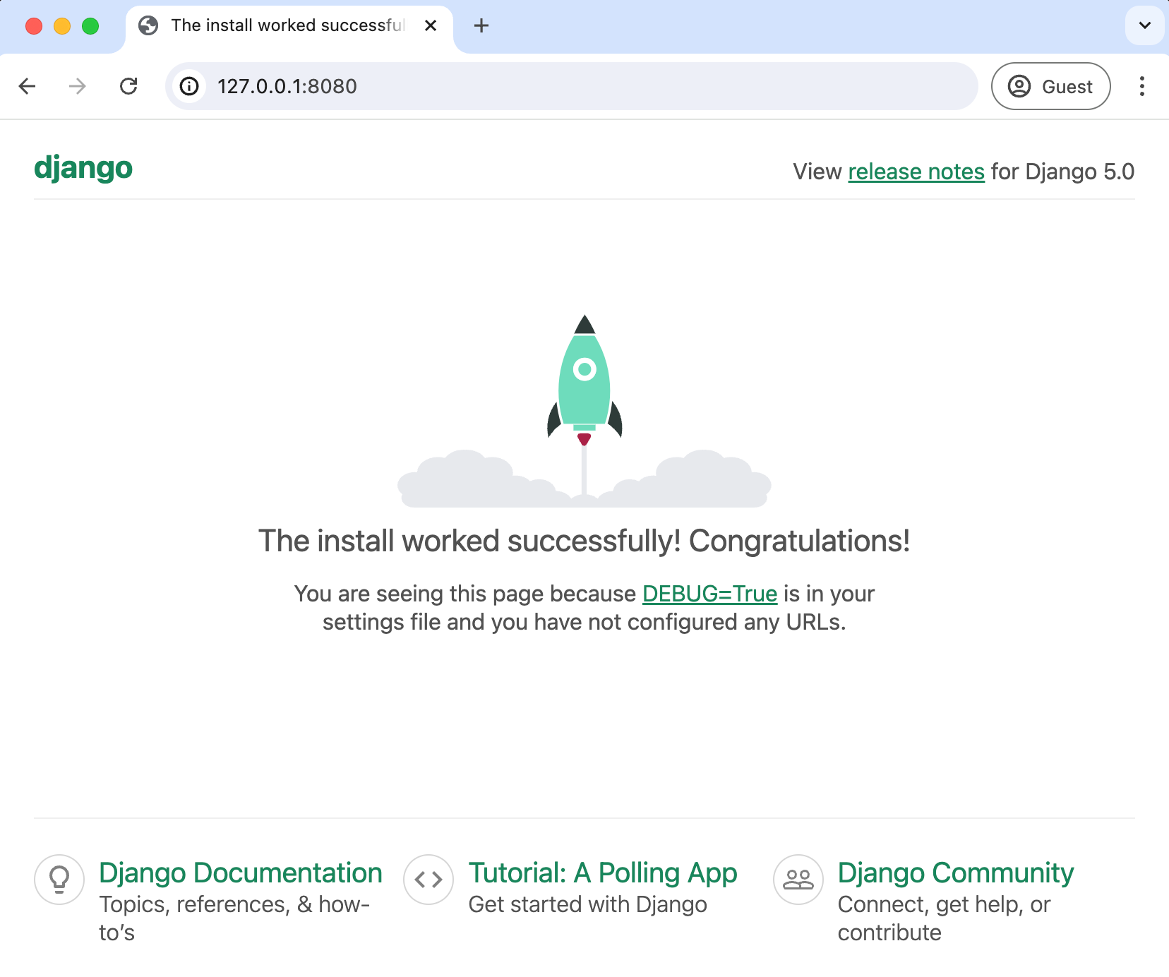 Django 欢迎页面端口 8080